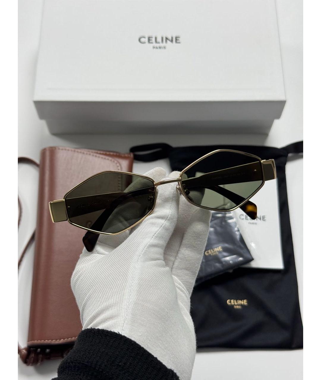 CELINE Золотые металлические солнцезащитные очки, фото 4