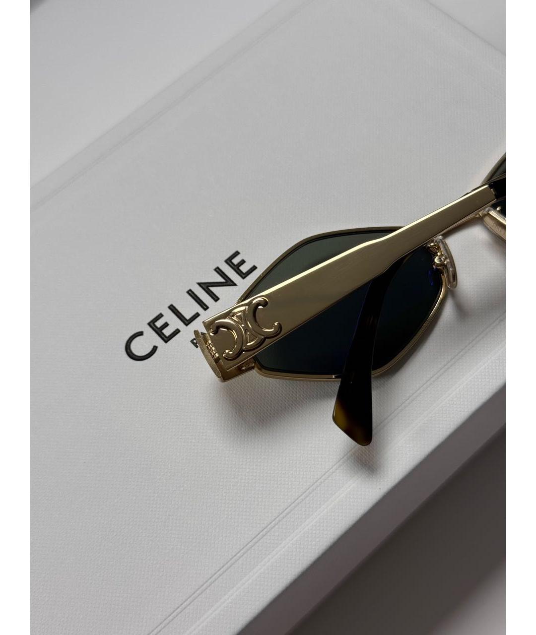 CELINE Золотые металлические солнцезащитные очки, фото 5
