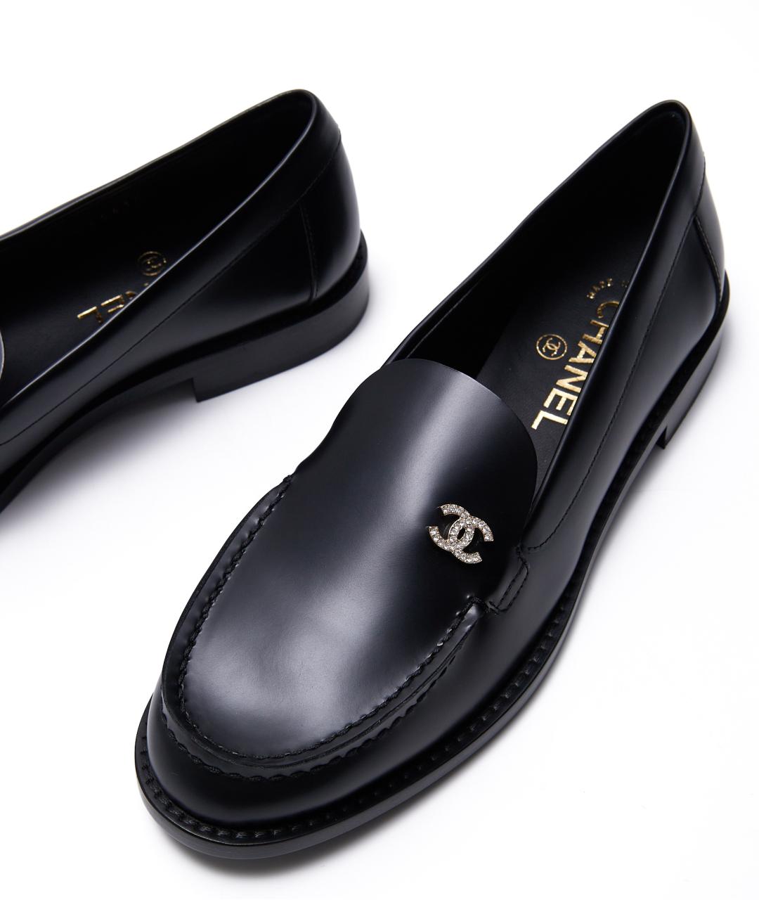 CHANEL Черные кожаные лоферы, фото 5