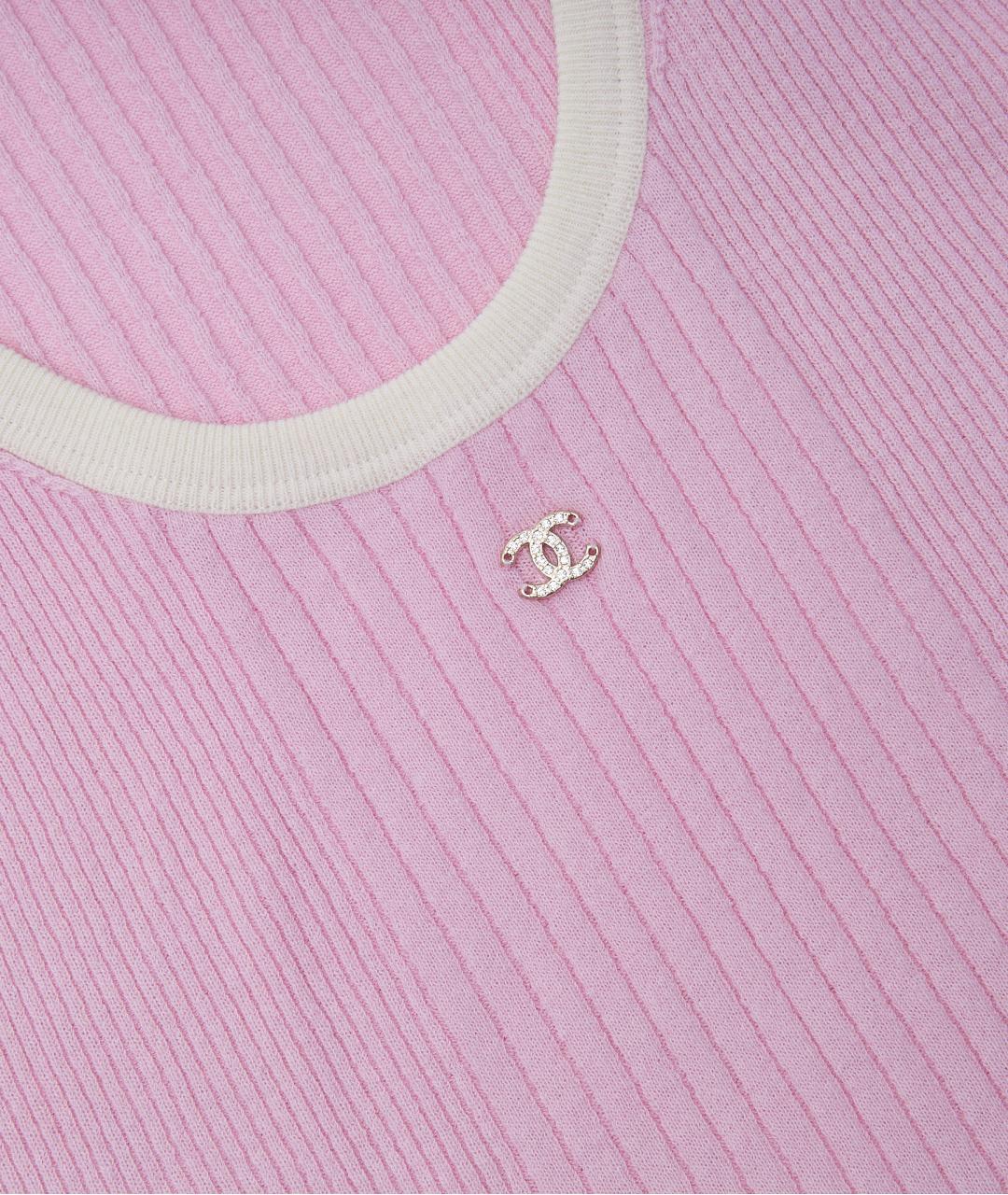 CHANEL Розовая хлопковая майка, фото 4