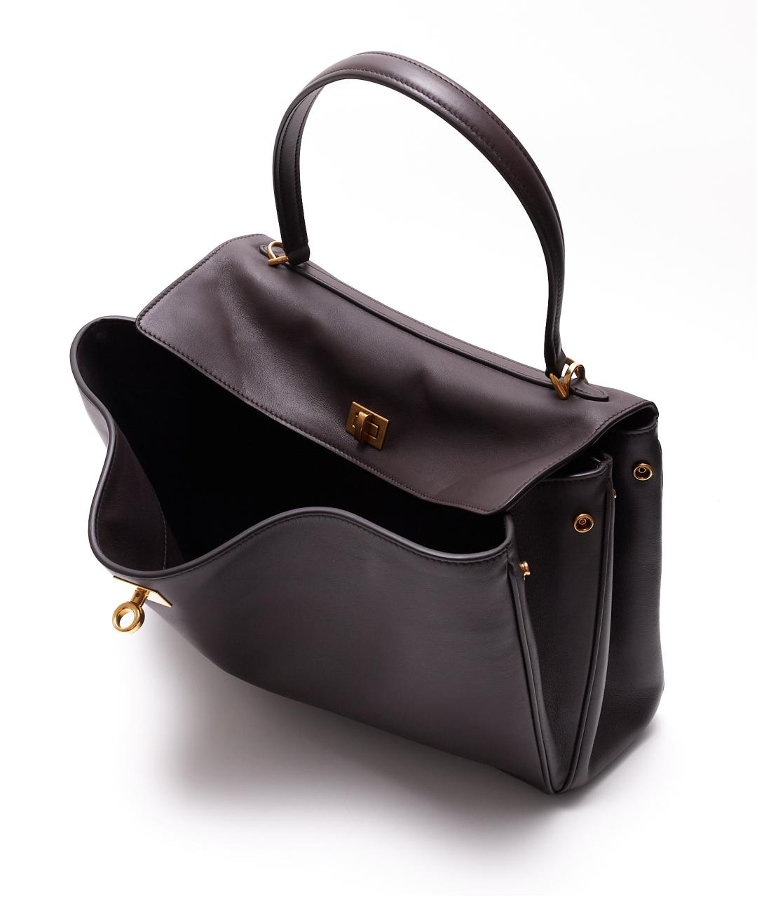 BALENCIAGA Коричневая кожаная сумка с короткими ручками, фото 4