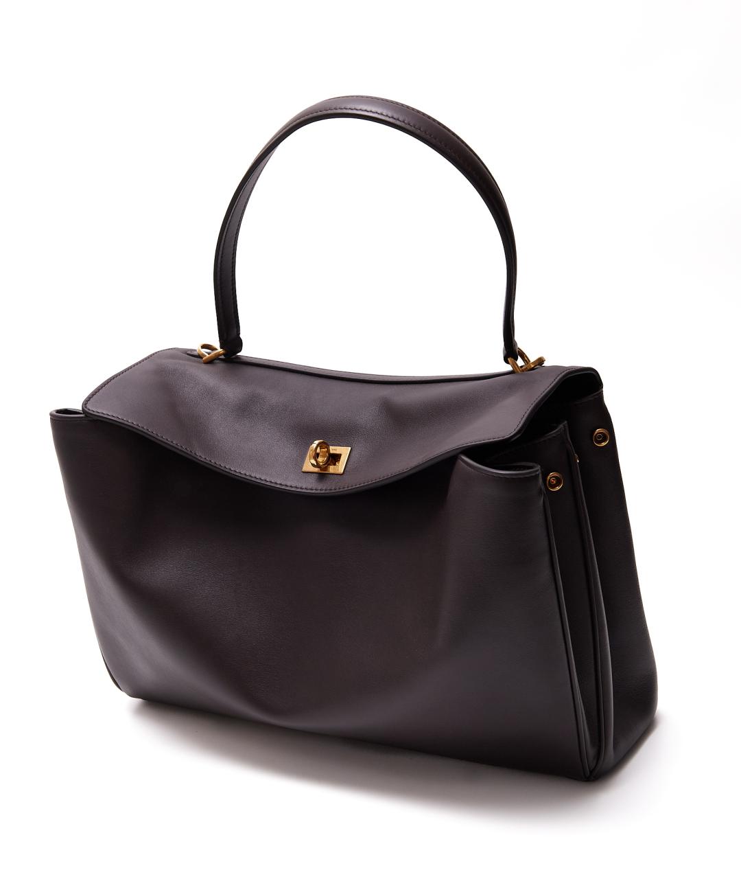 BALENCIAGA Коричневая кожаная сумка с короткими ручками, фото 2