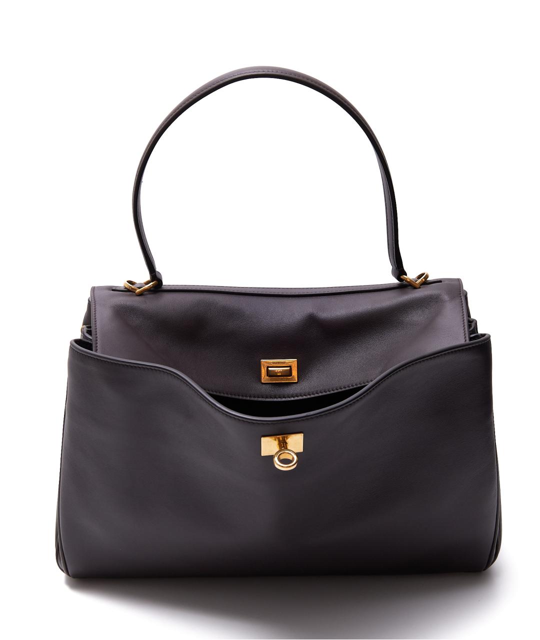 BALENCIAGA Коричневая кожаная сумка с короткими ручками, фото 1