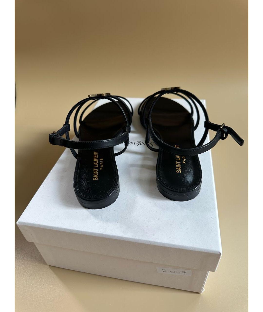 SAINT LAURENT Черные кожаные сандалии, фото 4