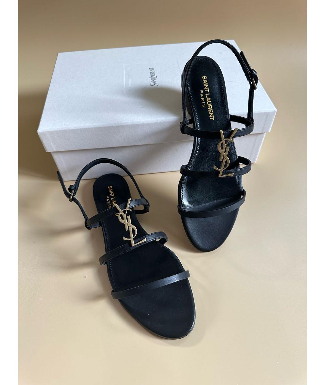 SAINT LAURENT Черные кожаные сандалии, фото 6