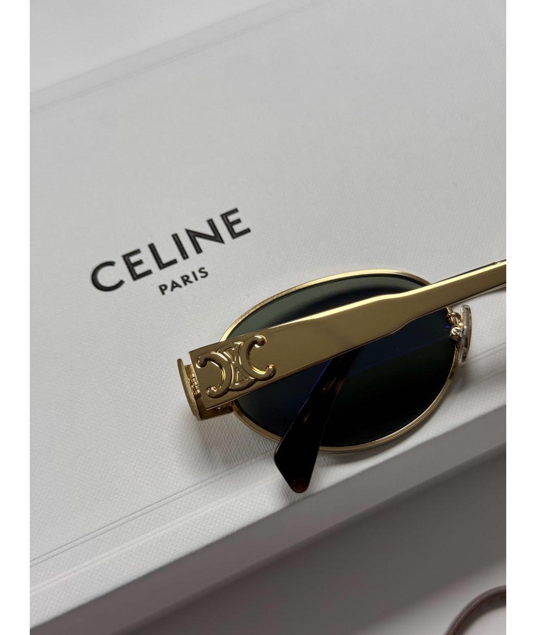 CELINE Золотые металлические солнцезащитные очки, фото 4