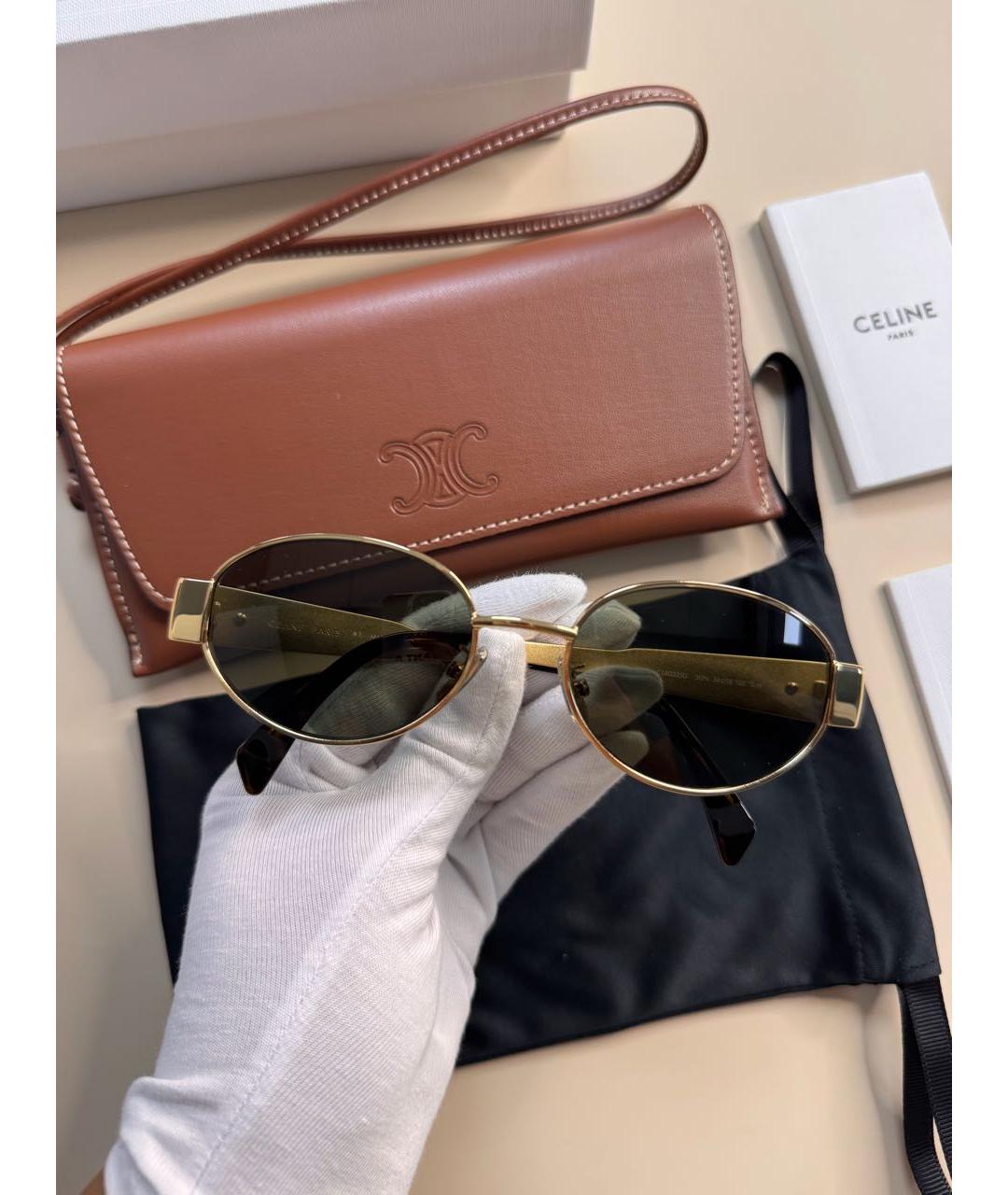 CELINE Золотые металлические солнцезащитные очки, фото 6