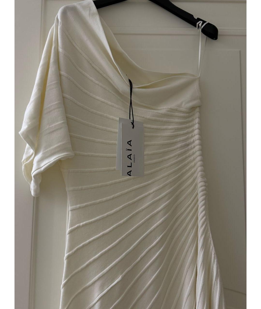 ALAIA Белое шерстяное коктейльное платье, фото 2