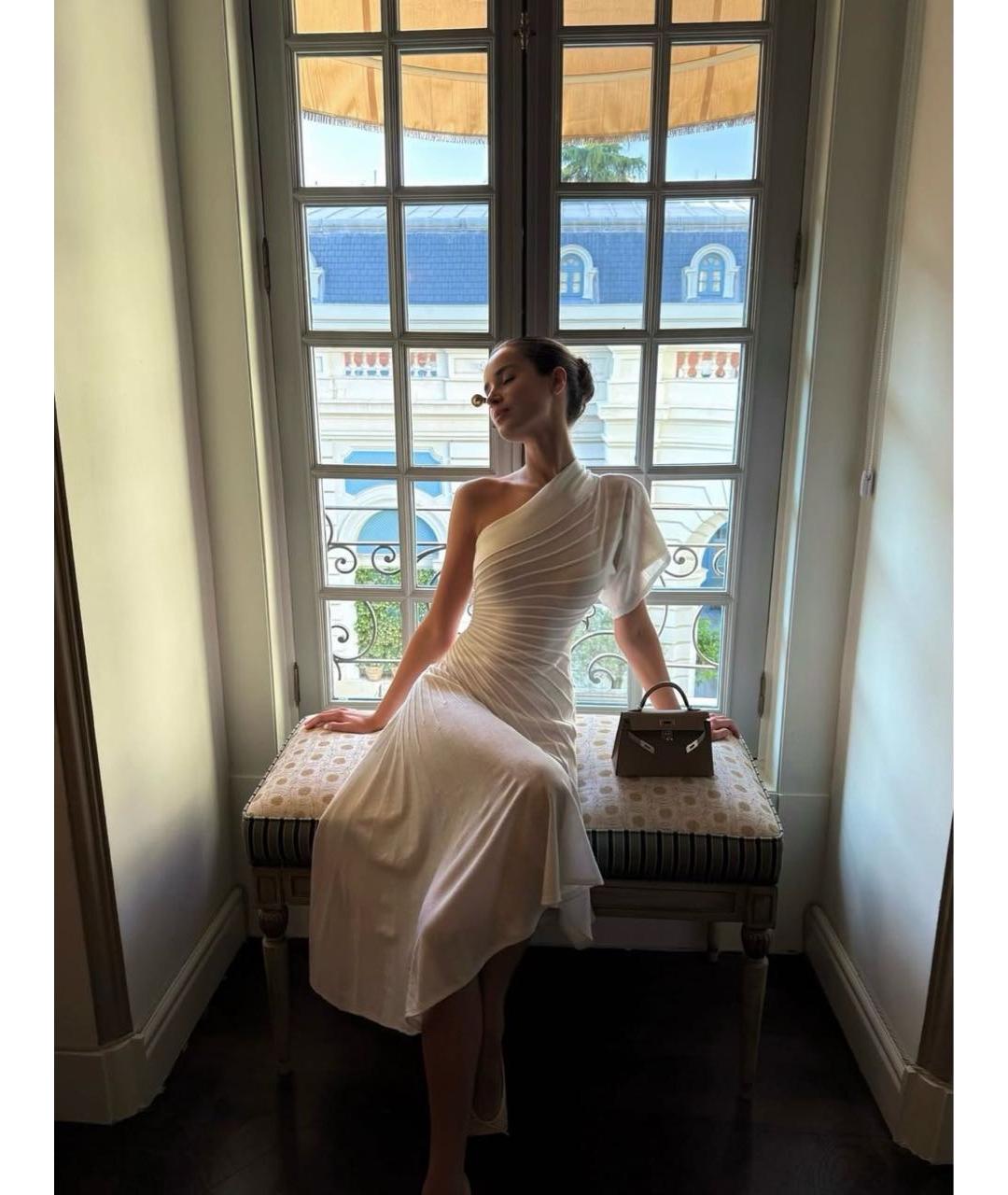 ALAIA Белое шерстяное коктейльное платье, фото 6