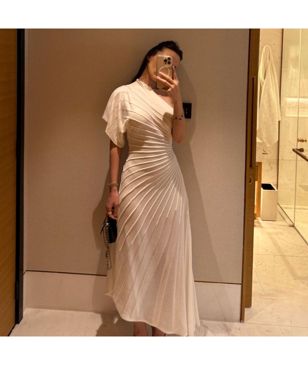 ALAIA Белое шерстяное коктейльное платье, фото 6