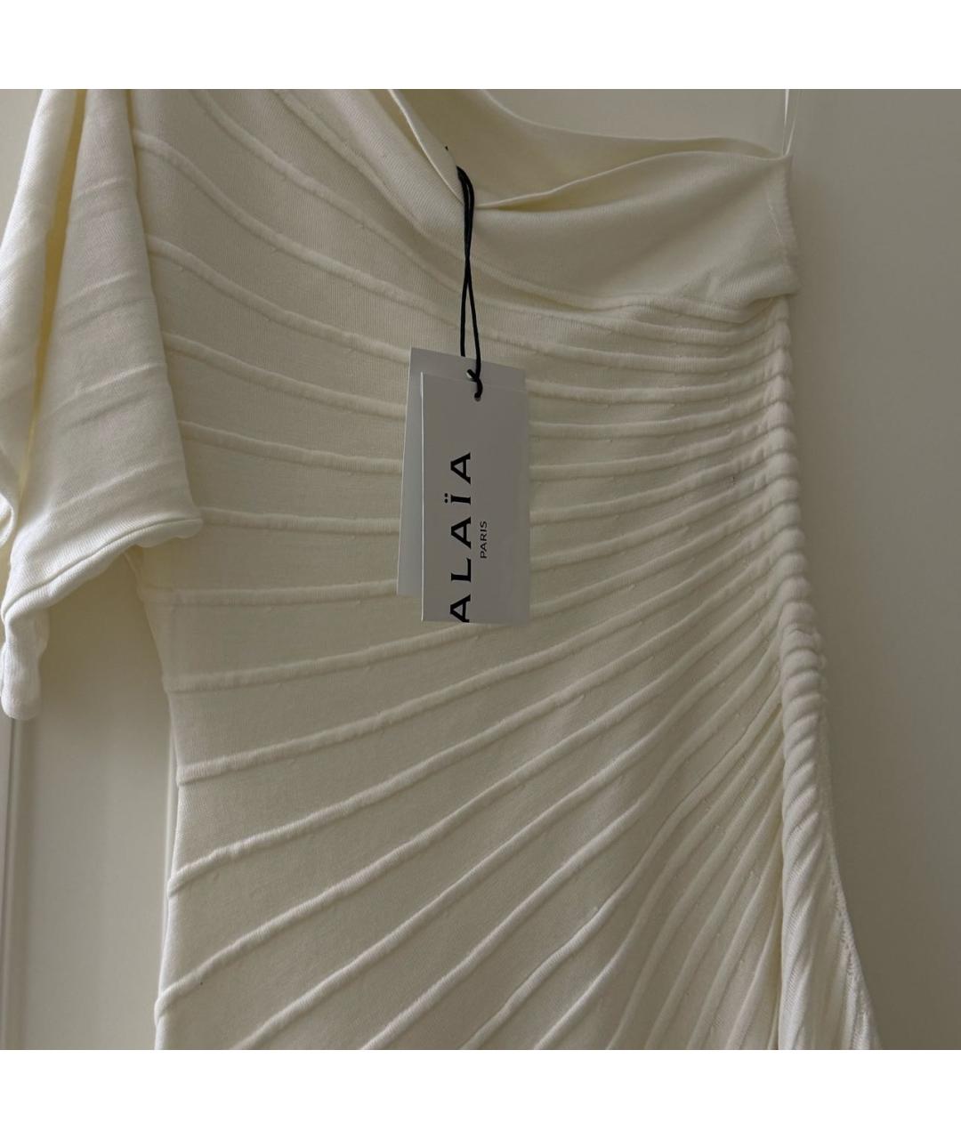 ALAIA Белое шерстяное коктейльное платье, фото 4