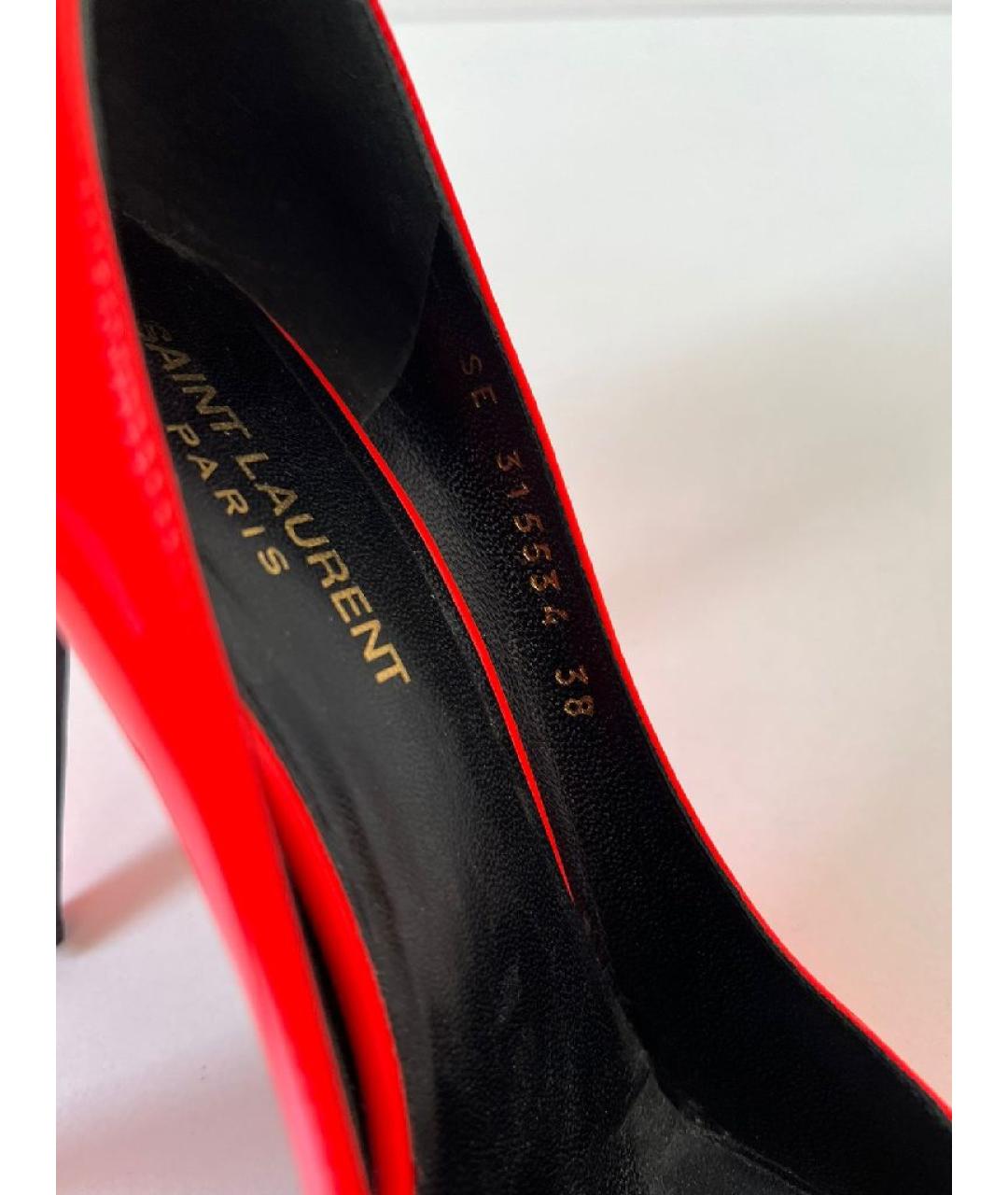 SAINT LAURENT Красные туфли из лакированной кожи, фото 7