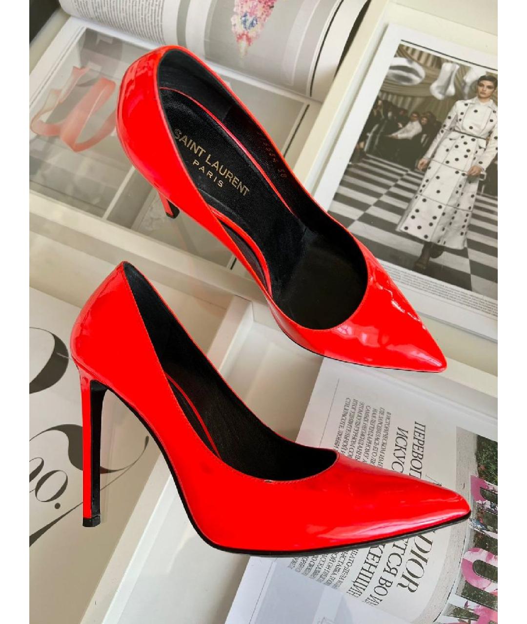 SAINT LAURENT Красные туфли из лакированной кожи, фото 10