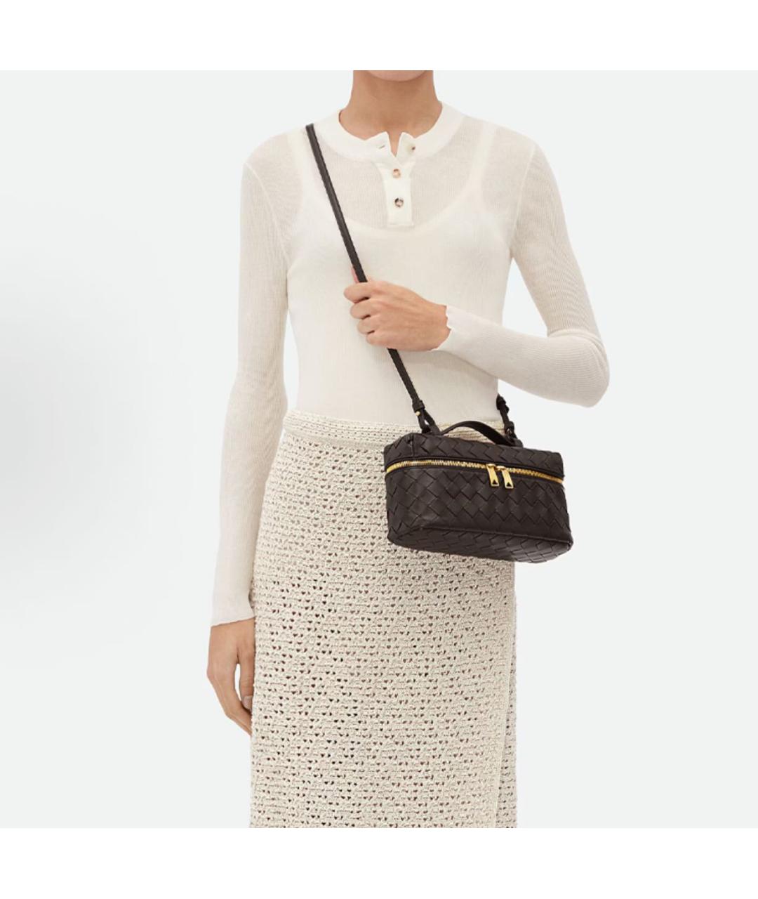 BOTTEGA VENETA Черная кожаная сумка через плечо, фото 5