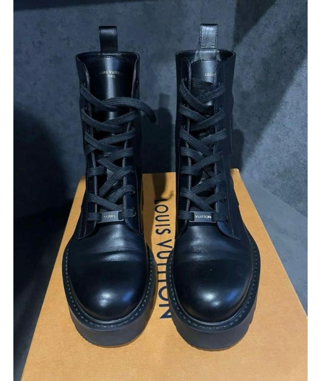 LOUIS VUITTON Черные кожаные ботинки, фото 2