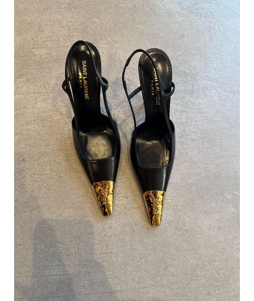 SAINT LAURENT Черные кожаные туфли, фото 2