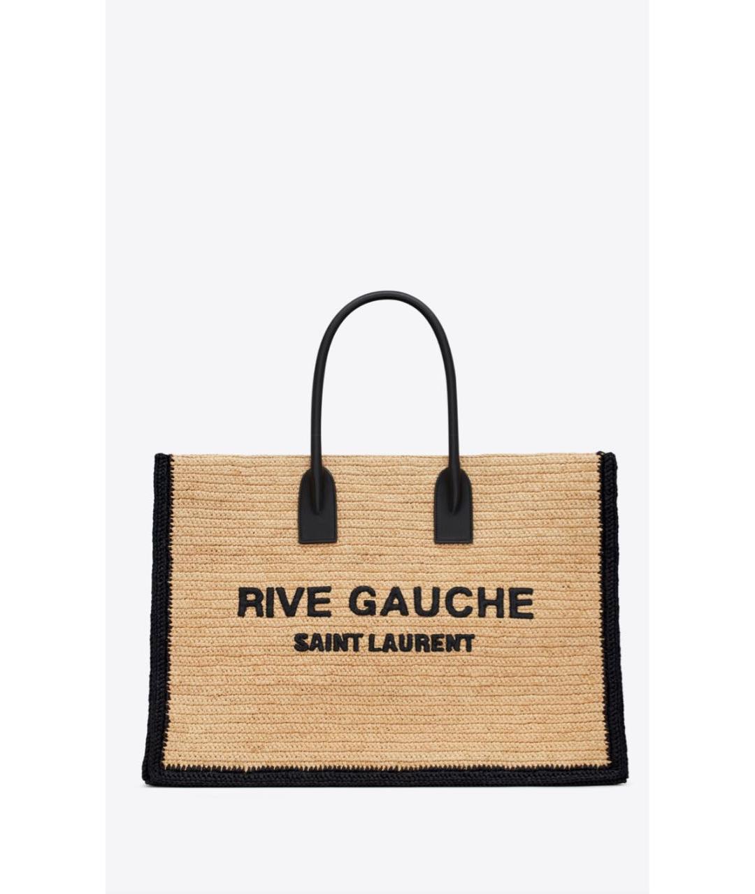 SAINT LAURENT Бежевая пелетеная пляжная сумка, фото 4