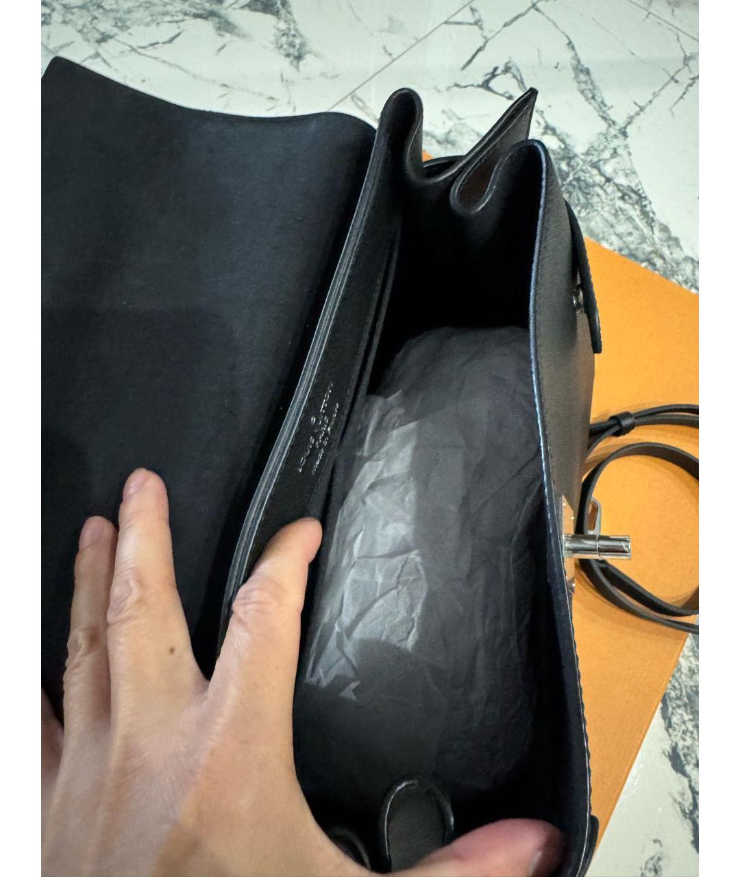 LOUIS VUITTON Черная кожаная сумка через плечо, фото 4