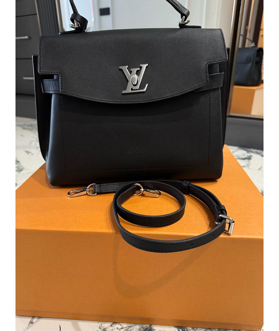 LOUIS VUITTON Черная кожаная сумка через плечо, фото 8