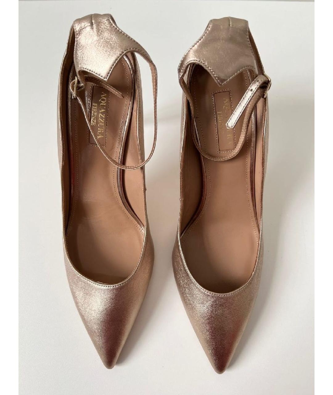 AQUAZZURA Золотые кожаные туфли, фото 2