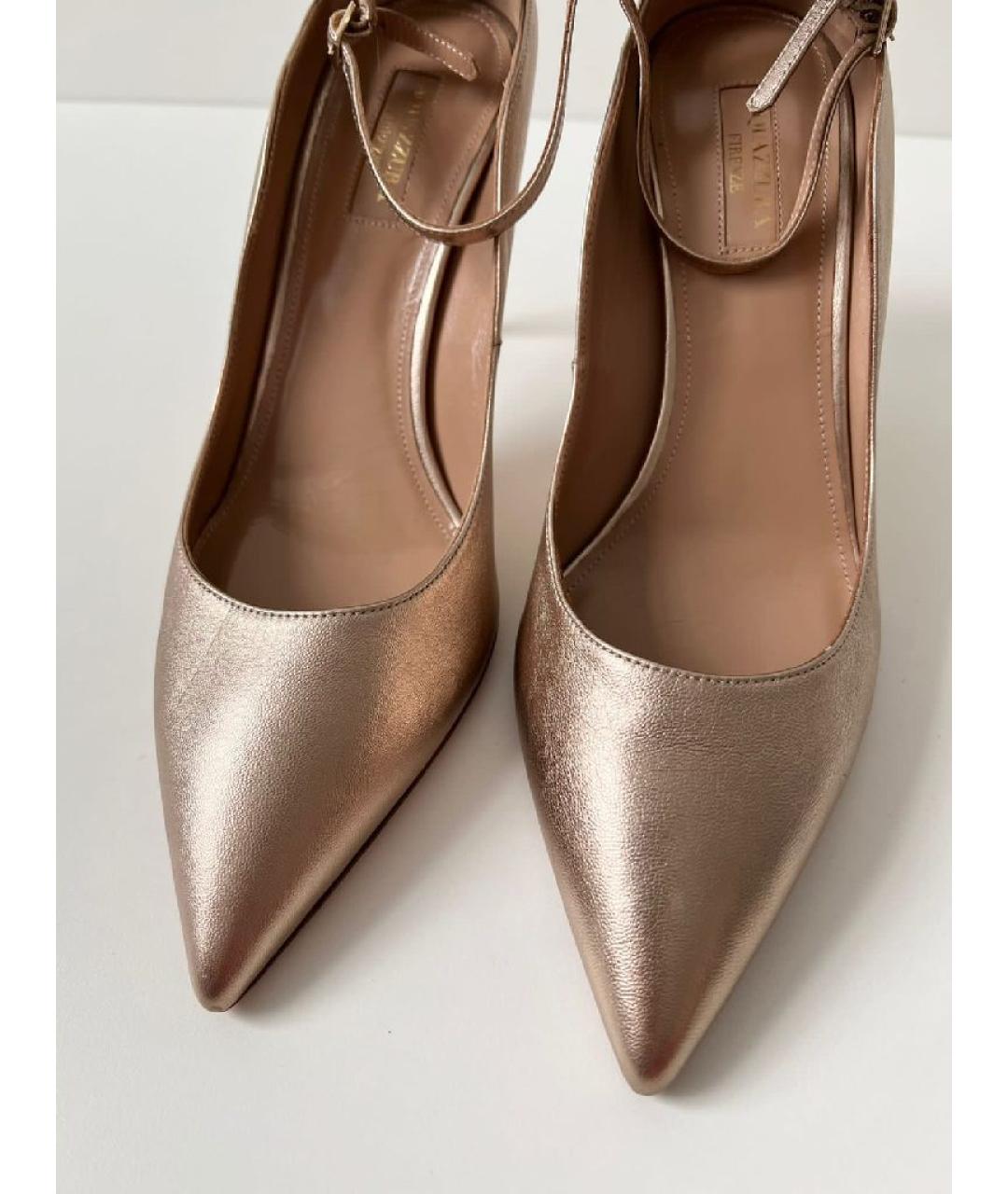 AQUAZZURA Золотые кожаные туфли, фото 3