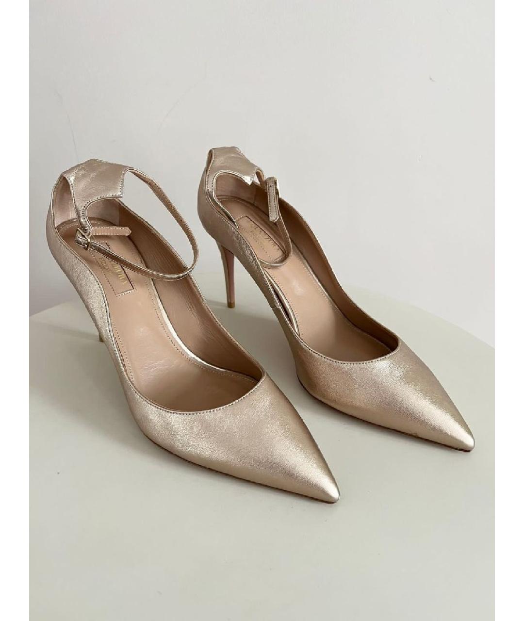 AQUAZZURA Золотые кожаные туфли, фото 10