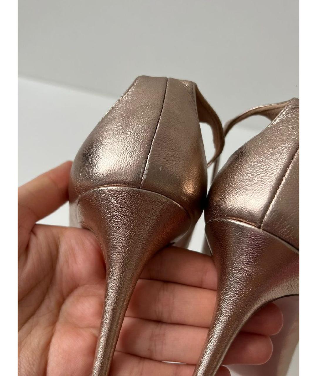 AQUAZZURA Золотые кожаные туфли, фото 6