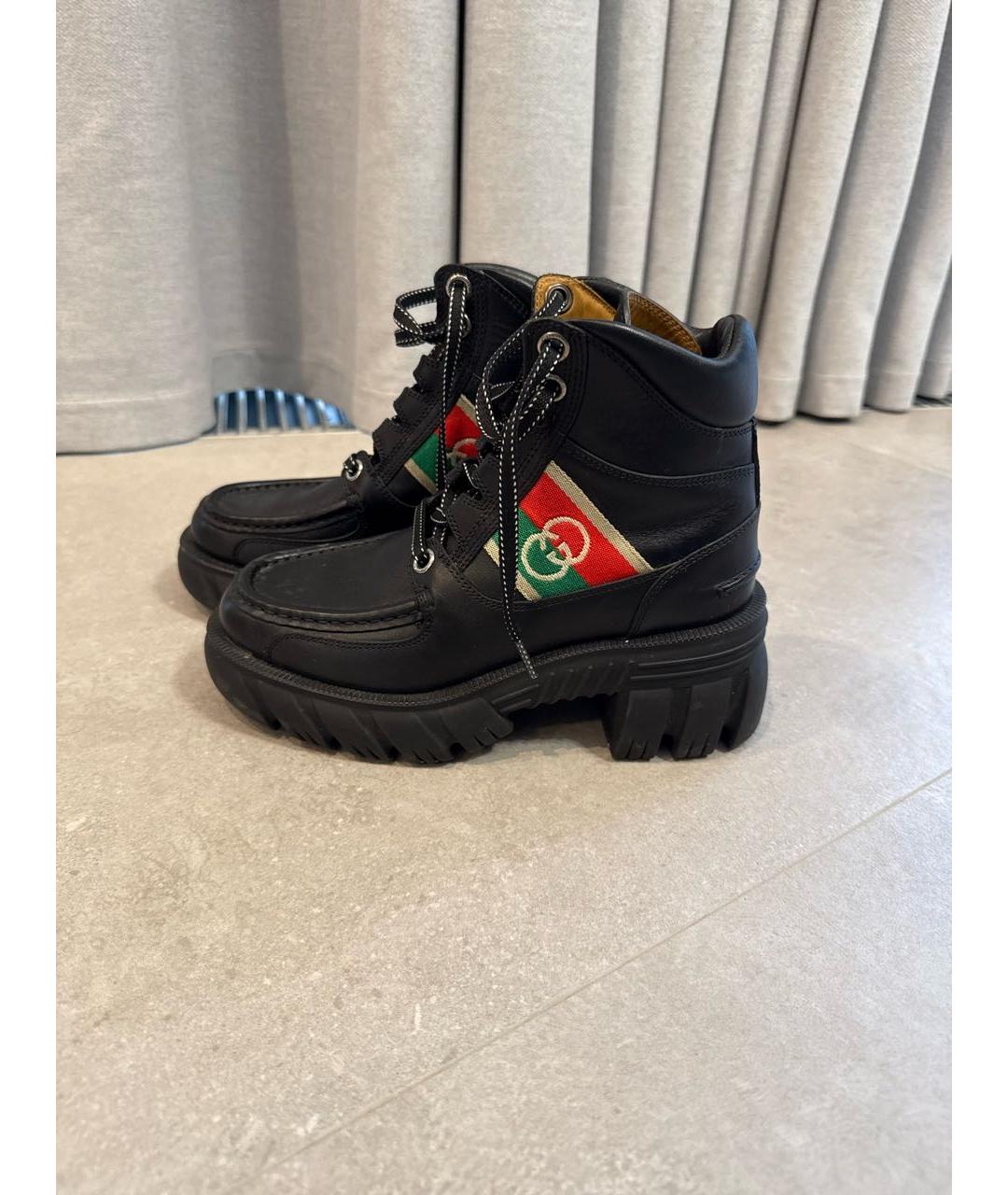 GUCCI Черные кожаные ботинки, фото 6