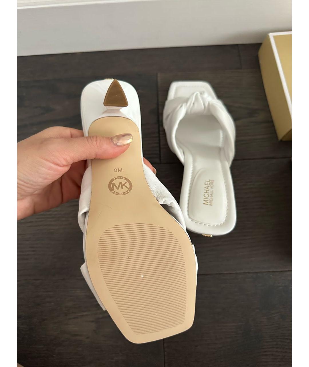 MICHAEL KORS Белые кожаные мюли, фото 7