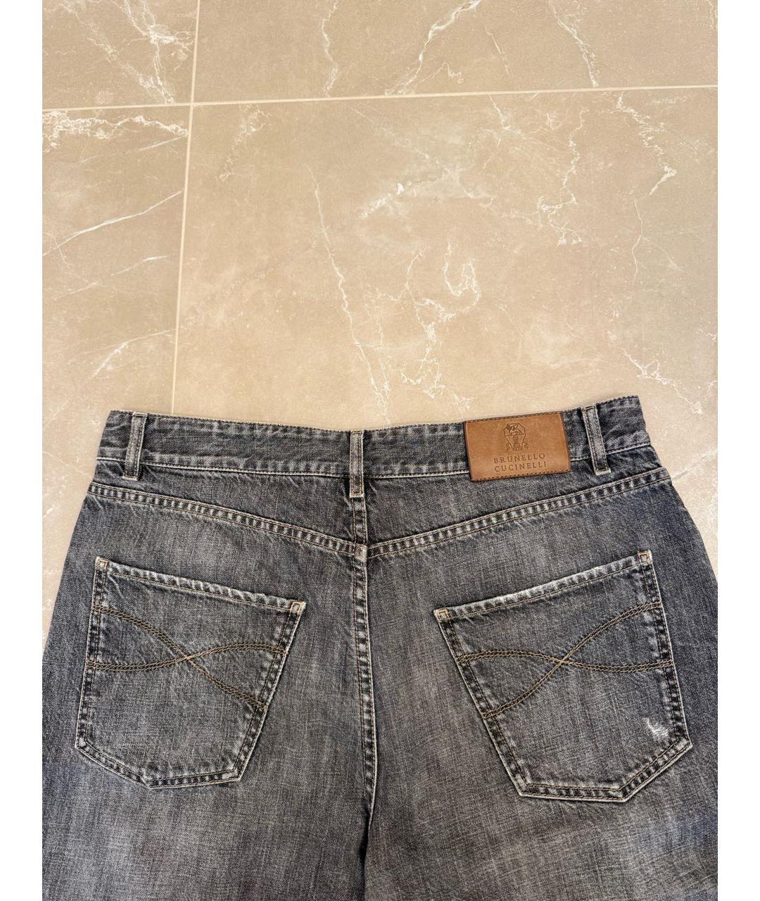 BRUNELLO CUCINELLI Антрацитовые хлопковые джинсы, фото 3