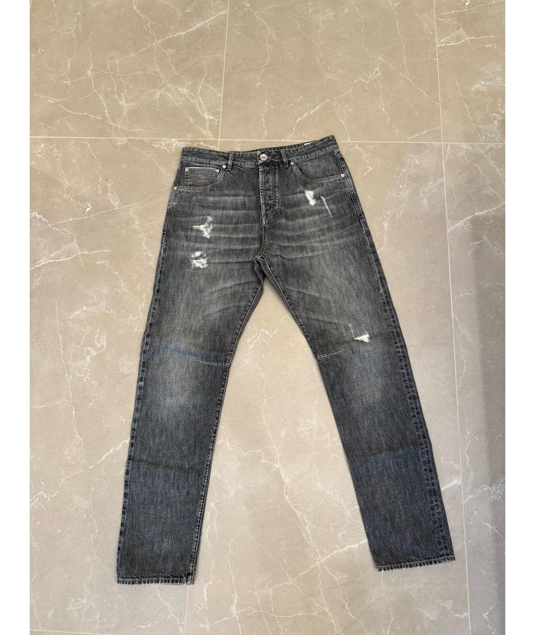 BRUNELLO CUCINELLI Антрацитовые хлопковые джинсы, фото 5