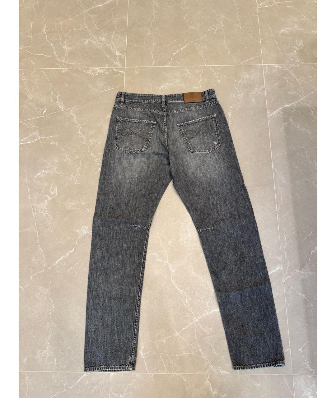BRUNELLO CUCINELLI Антрацитовые хлопковые джинсы, фото 2