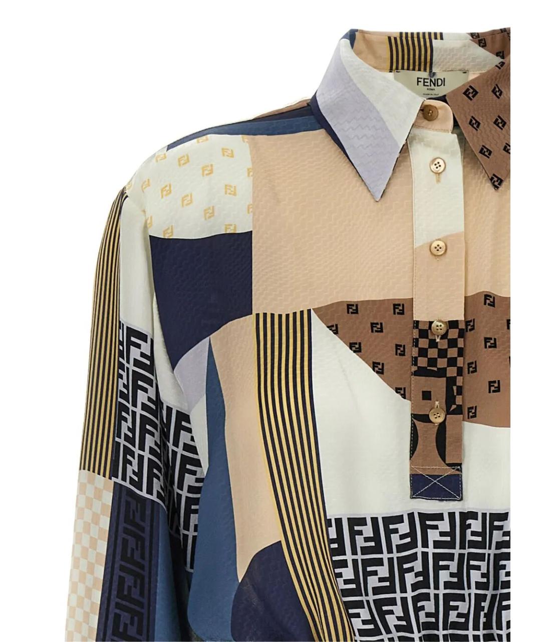 FENDI Мульти шелковое платье, фото 4