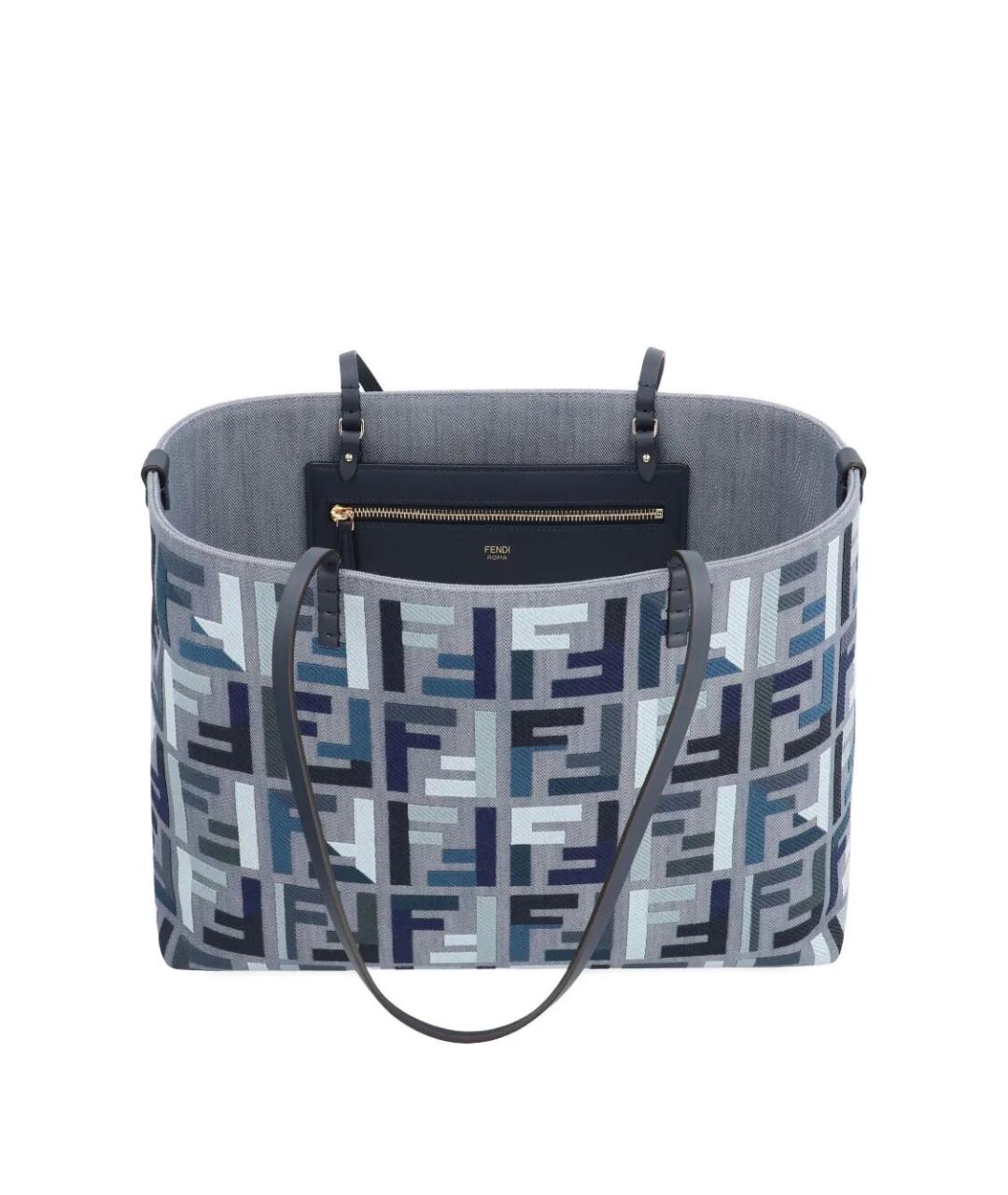 FENDI Синяя тканевая сумка тоут, фото 2