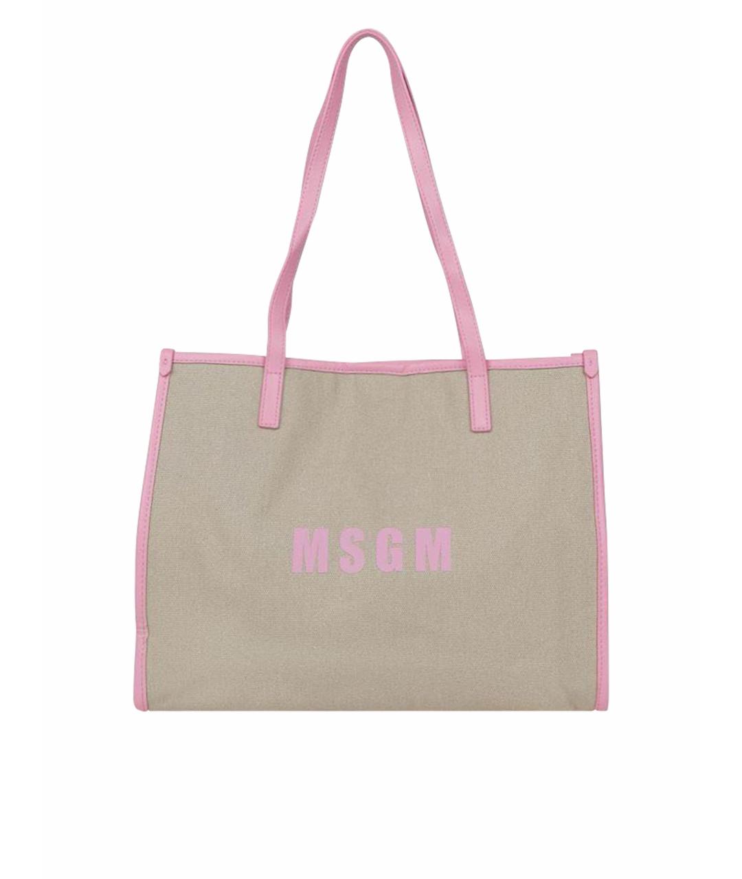 MSGM Бежевая льняная сумка тоут, фото 1