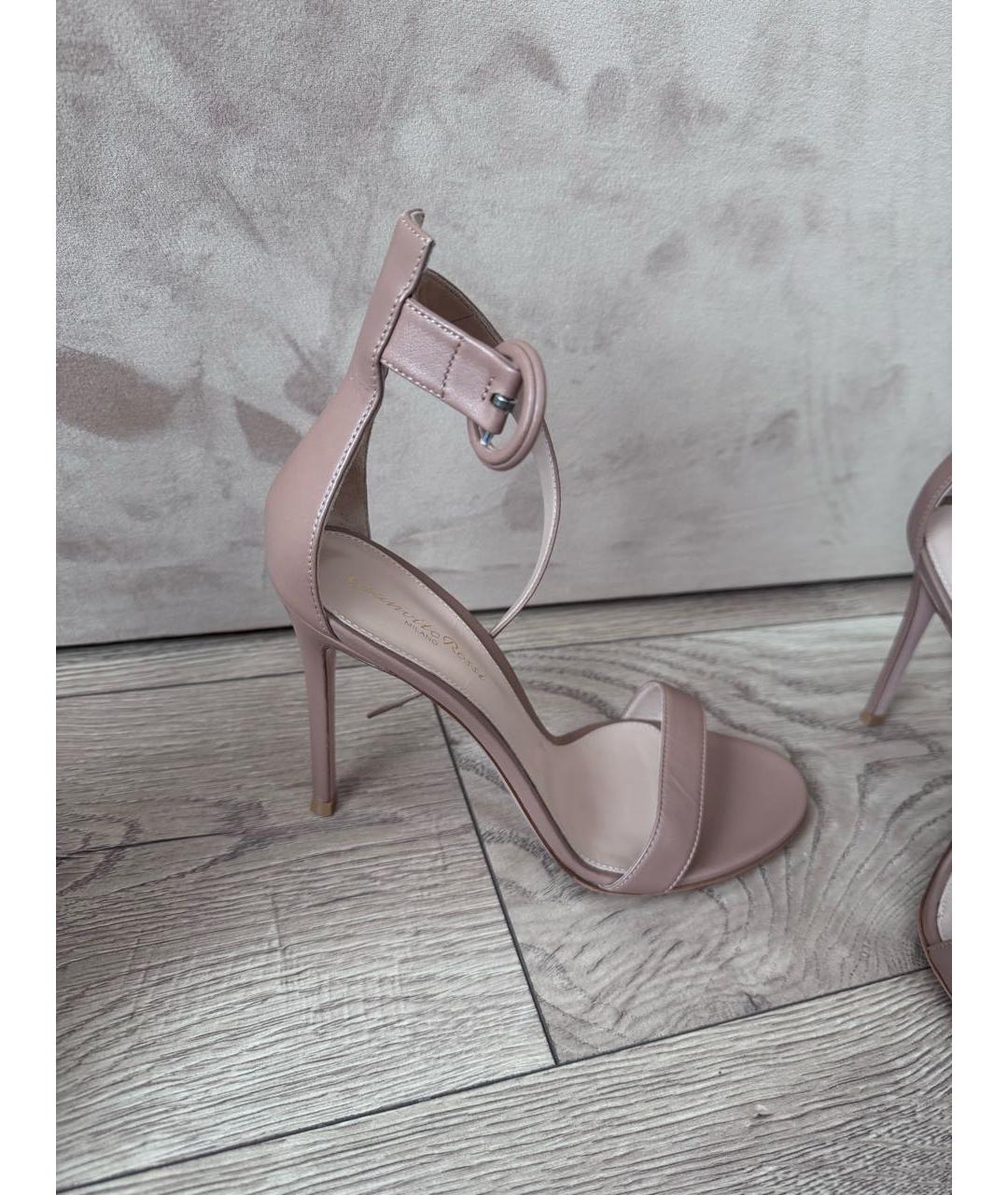 GIANVITO ROSSI Бежевые кожаные босоножки, фото 9