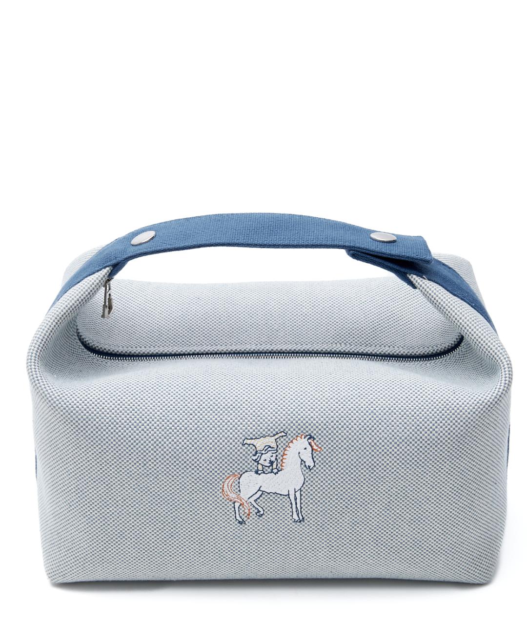 HERMES Голубая хлопковая косметичка, фото 6