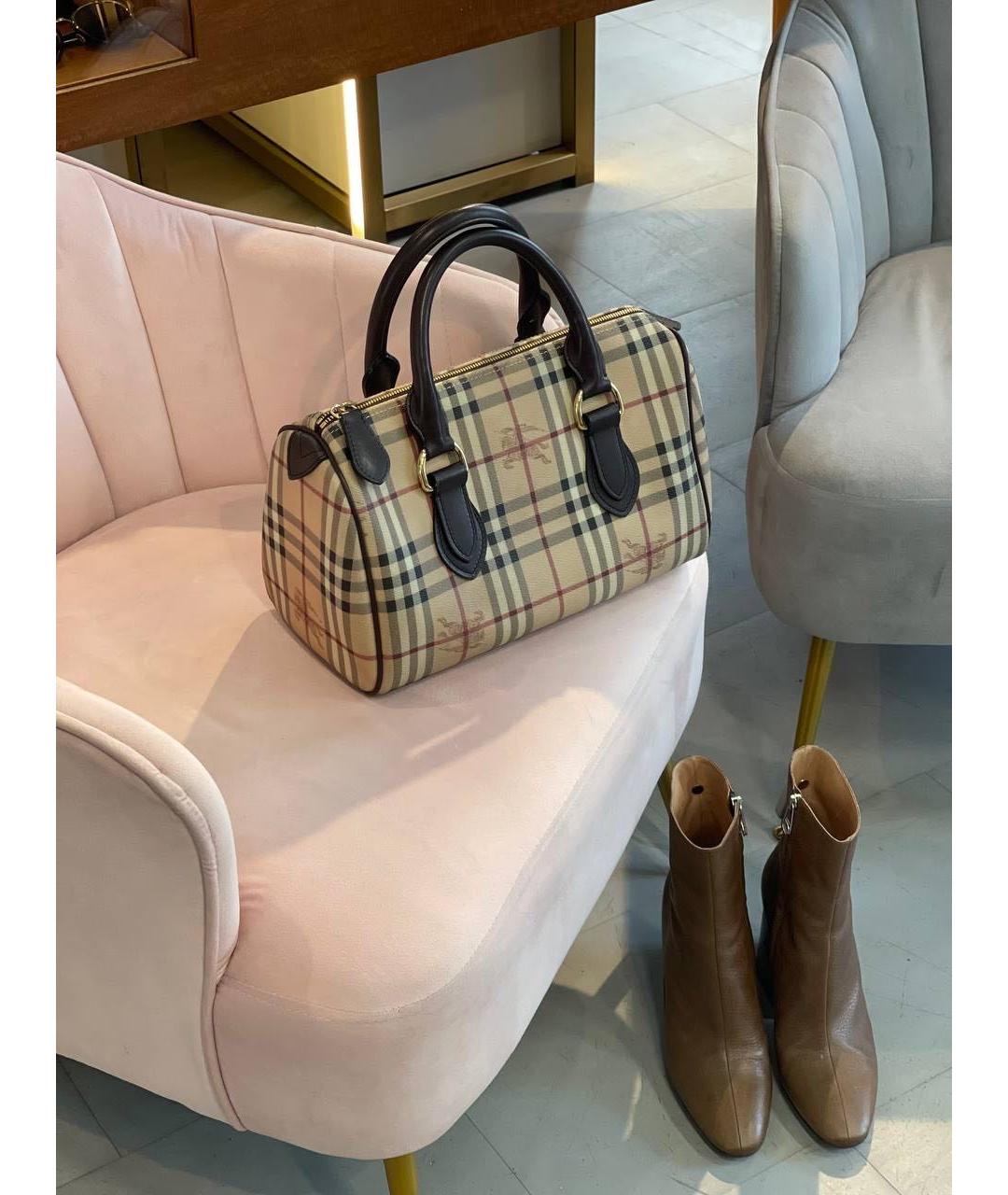BURBERRY Бежевая кожаная сумка тоут, фото 5