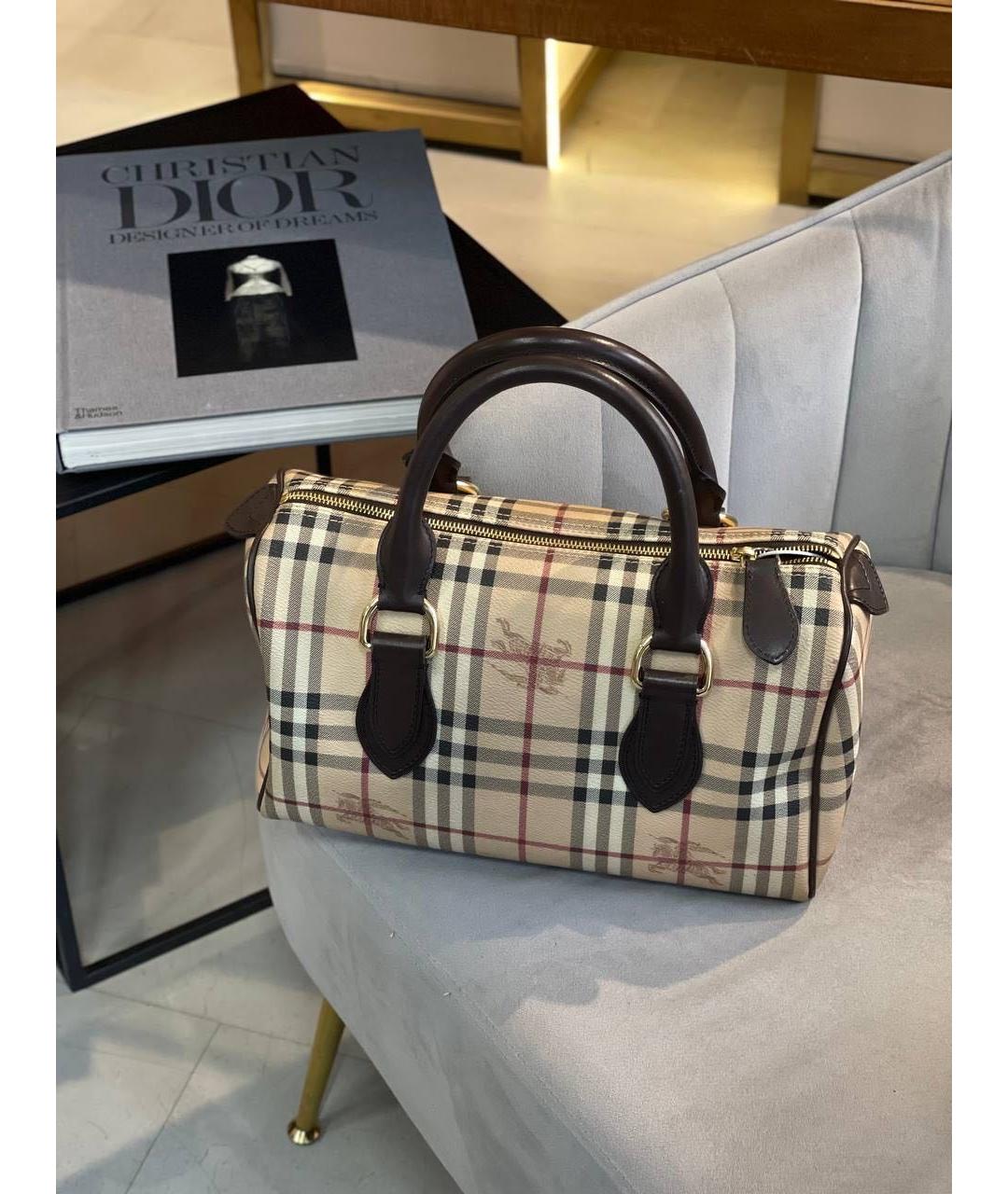 BURBERRY Бежевая кожаная сумка тоут, фото 4