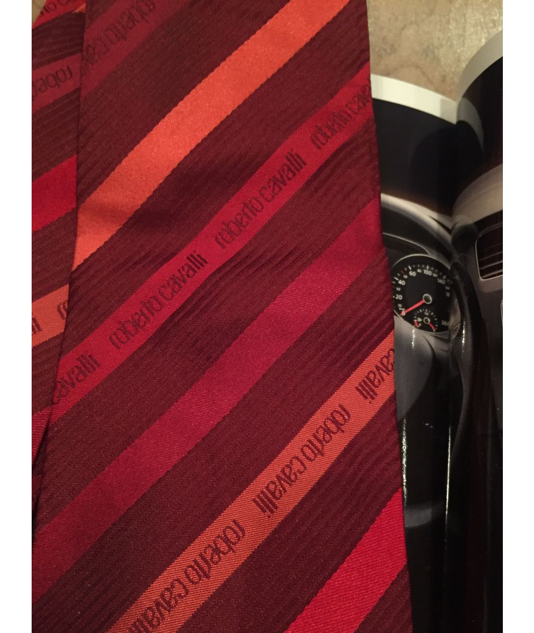 ROBERTO CAVALLI Красный шелковый галстук, фото 2