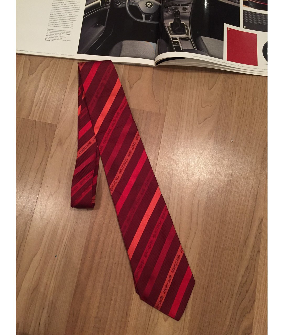 ROBERTO CAVALLI Красный шелковый галстук, фото 8
