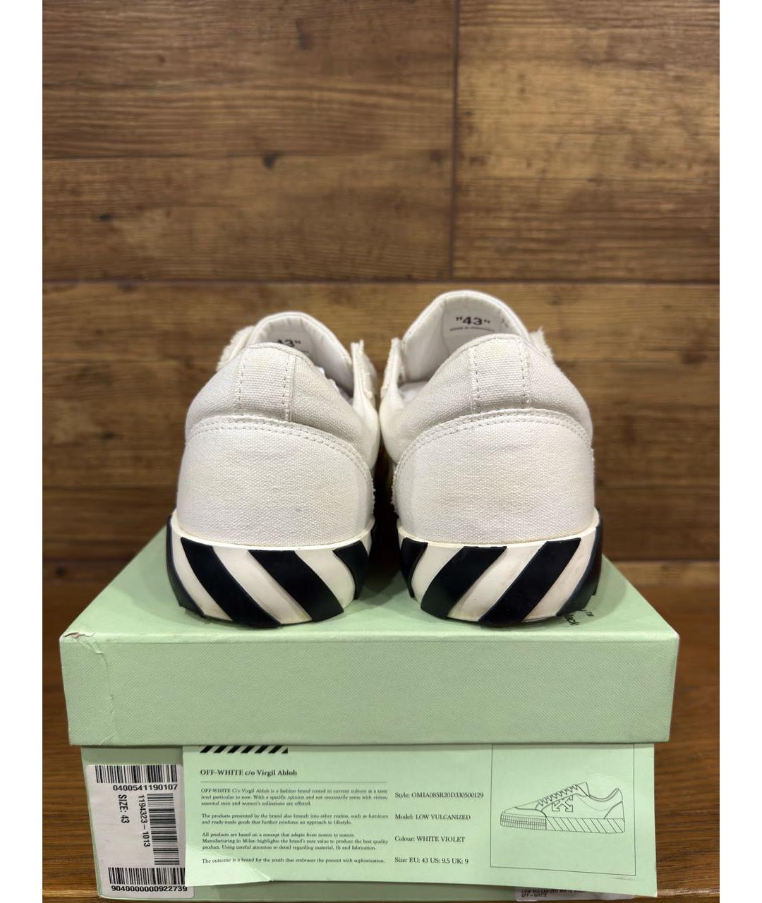 OFF-WHITE Белые текстильные низкие кроссовки / кеды, фото 4