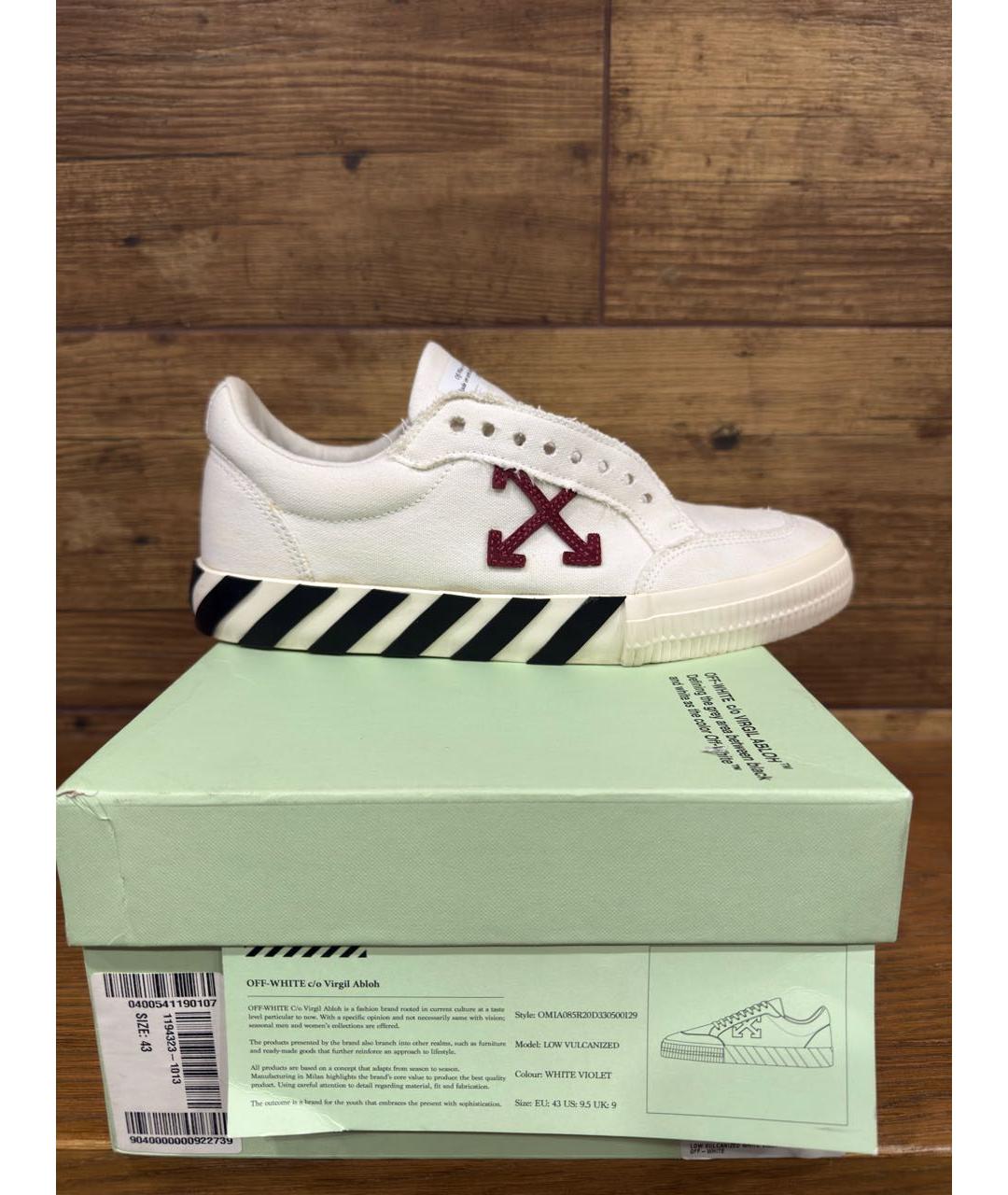 OFF-WHITE Белые текстильные низкие кроссовки / кеды, фото 5