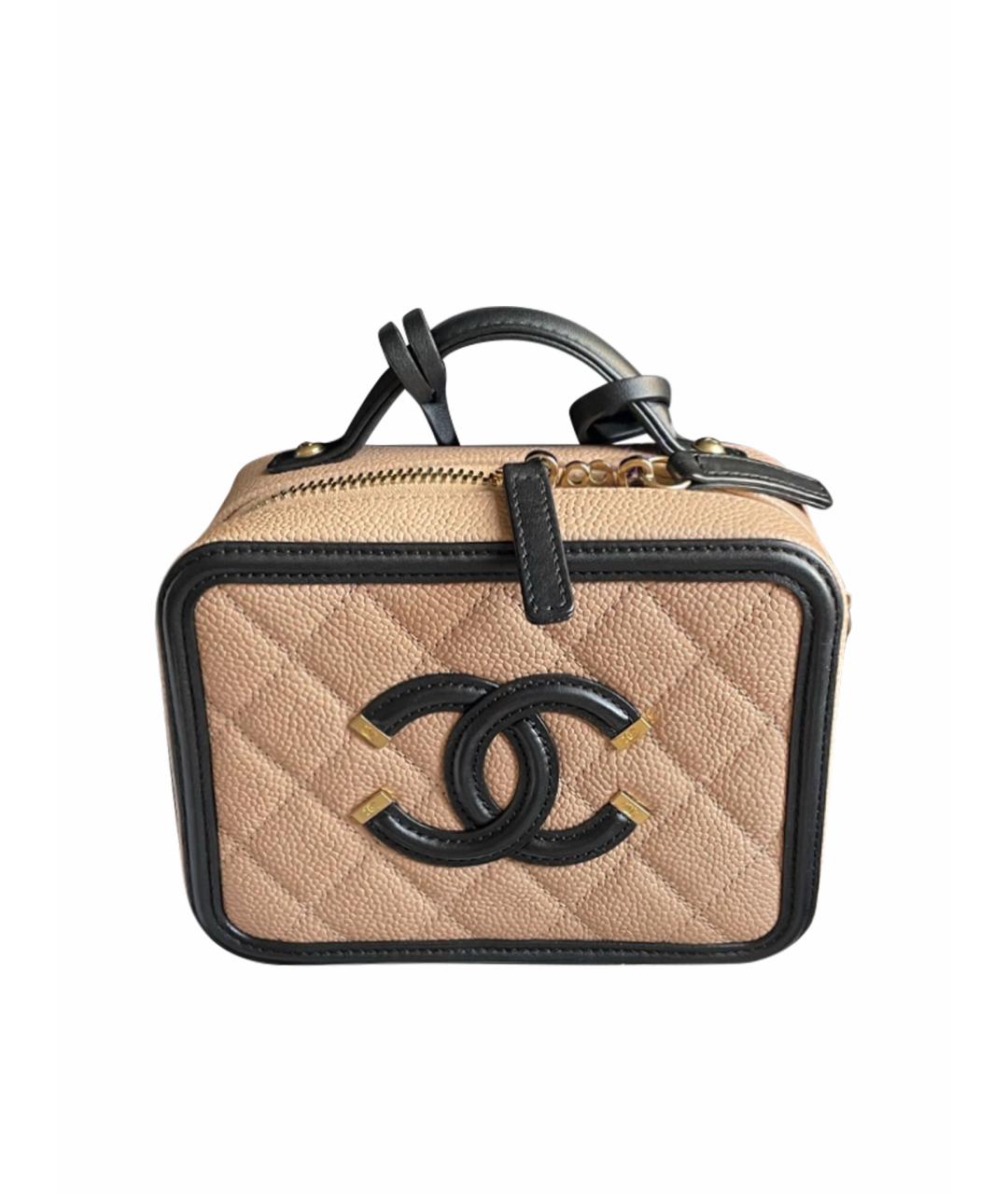 CHANEL Бежевая кожаная сумка через плечо, фото 1