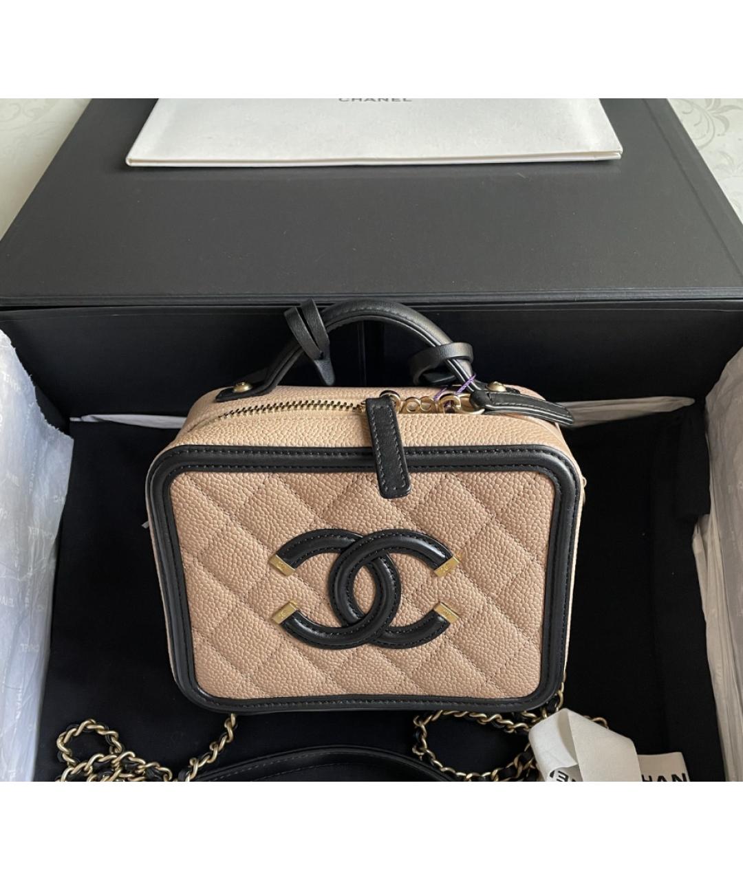 CHANEL Бежевая кожаная сумка через плечо, фото 3
