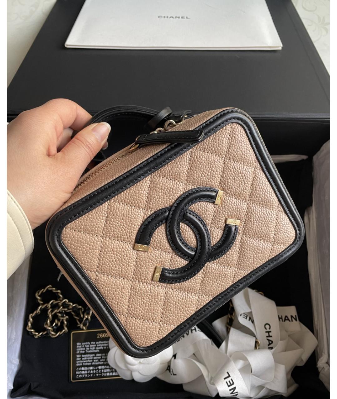 CHANEL Бежевая кожаная сумка через плечо, фото 2