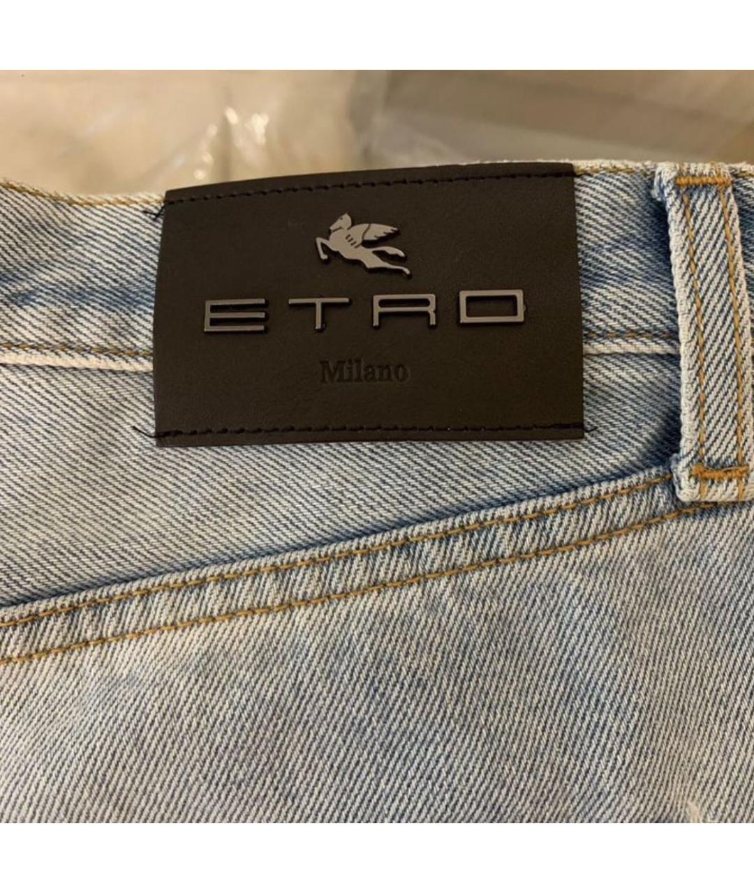 ETRO Голубые хлопковые прямые джинсы, фото 6