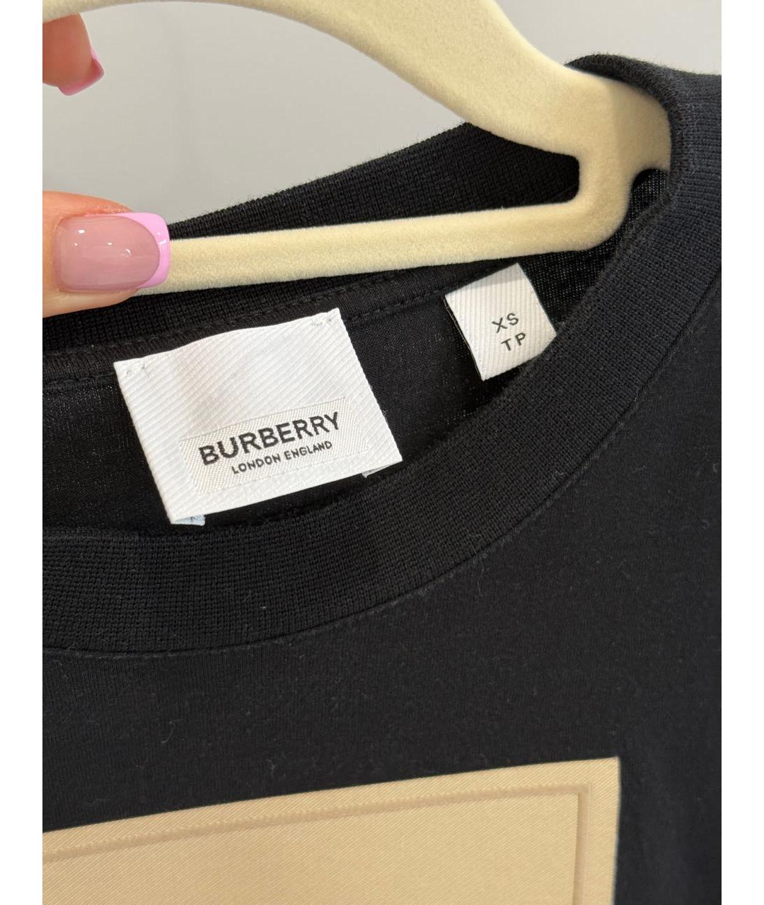 BURBERRY Черная хлопковая футболка, фото 3
