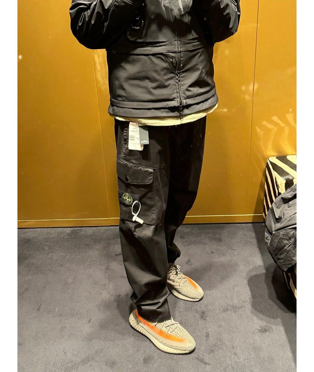 STONE ISLAND Черные хлопко-эластановые повседневные брюки, фото 4