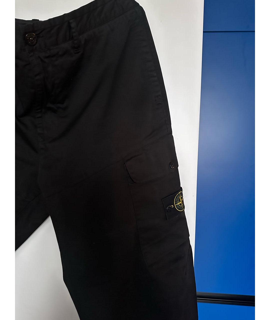 STONE ISLAND Черные хлопко-эластановые повседневные брюки, фото 3